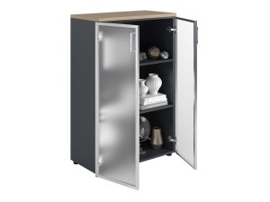 Шкаф NW 1280/2G со стеклом вяз натуральный/антрацит