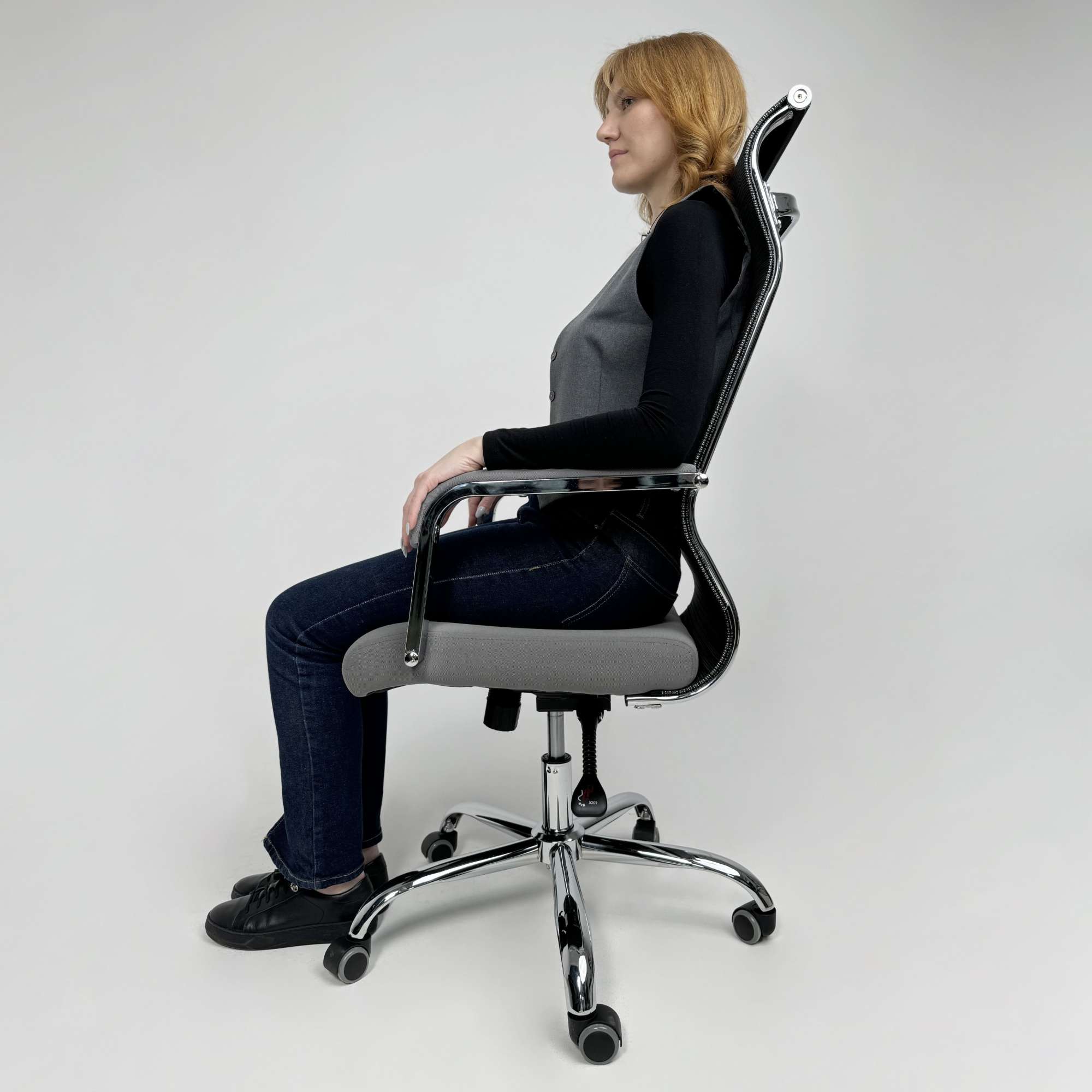 Кресло поворотное Grid, серый, армированная сетка