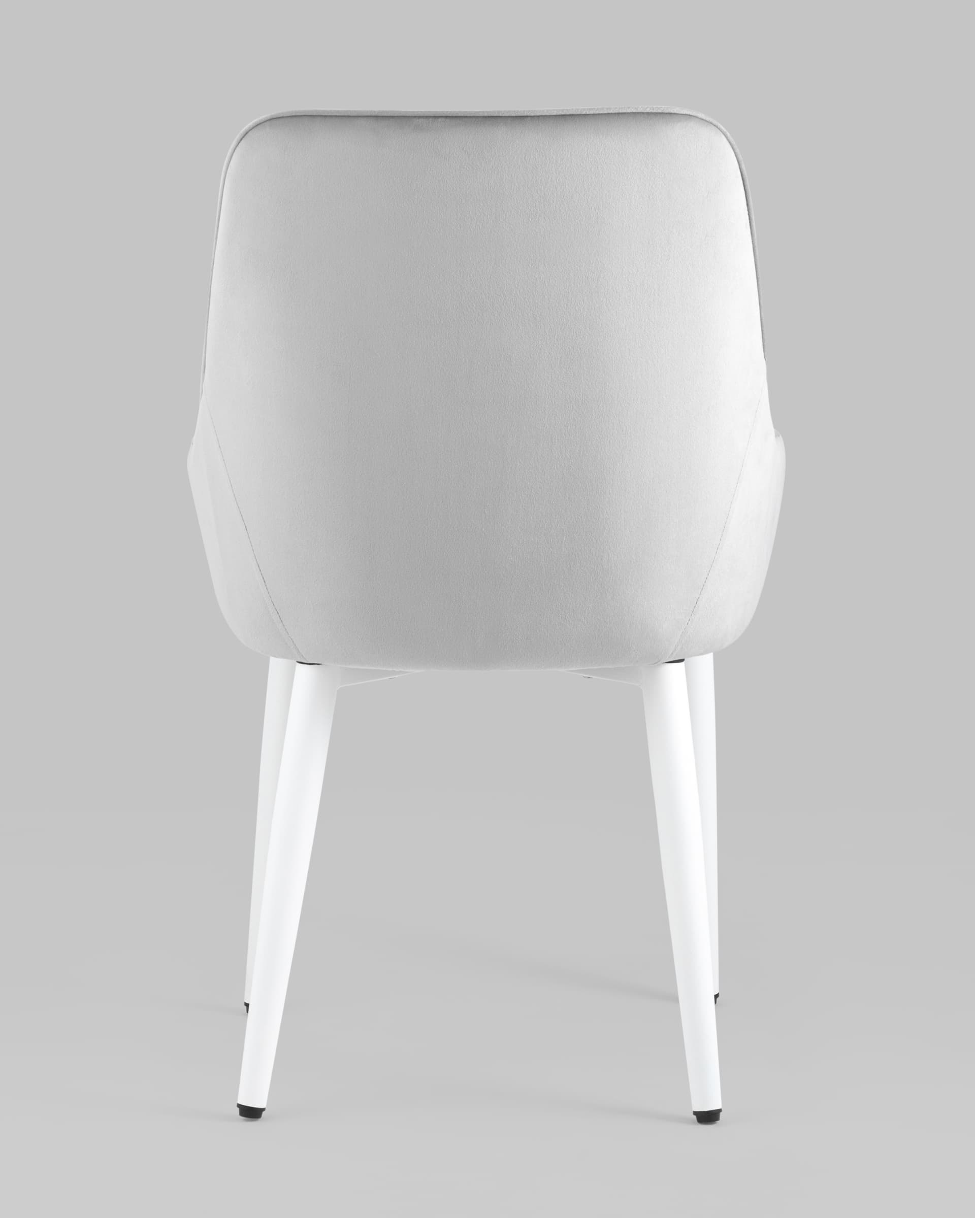 Стул Диана велюр серый ножки белые