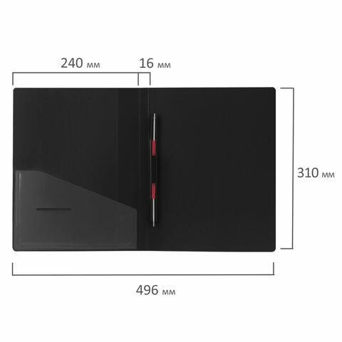 Папка с металлическим скоросшивателем и внутренним карманом BRAUBERG "Contract", черная, до 100 л., 0,7 мм, 221781