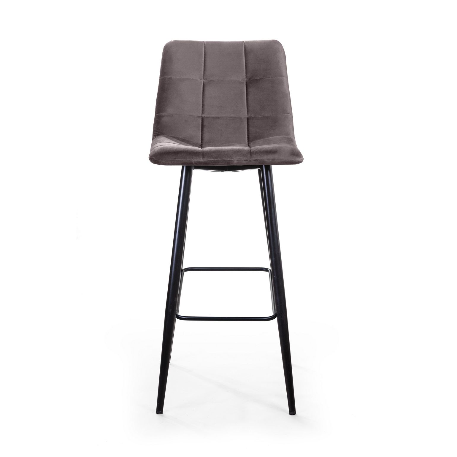 Стул барный Уно, бархат антрацит 14/ чёрный конус