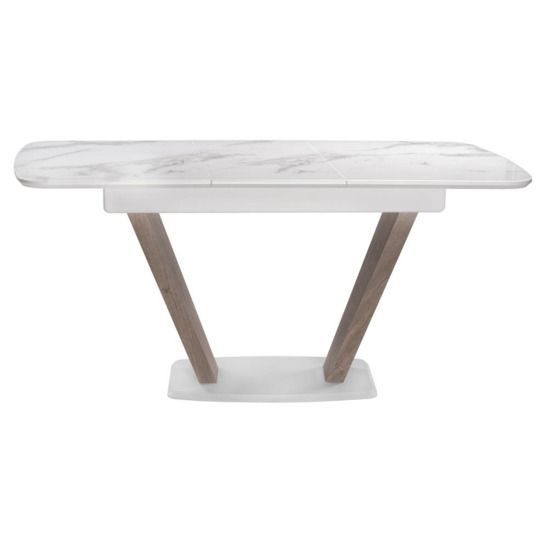 Стол Петир дуб с пилением / белая шагрень