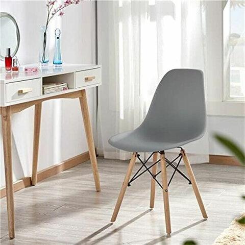 Стулья BRABIX "Eames CF-010", КОМПЛЕКТ 4 шт., пластик серый, опоры дерево/металл, 532632