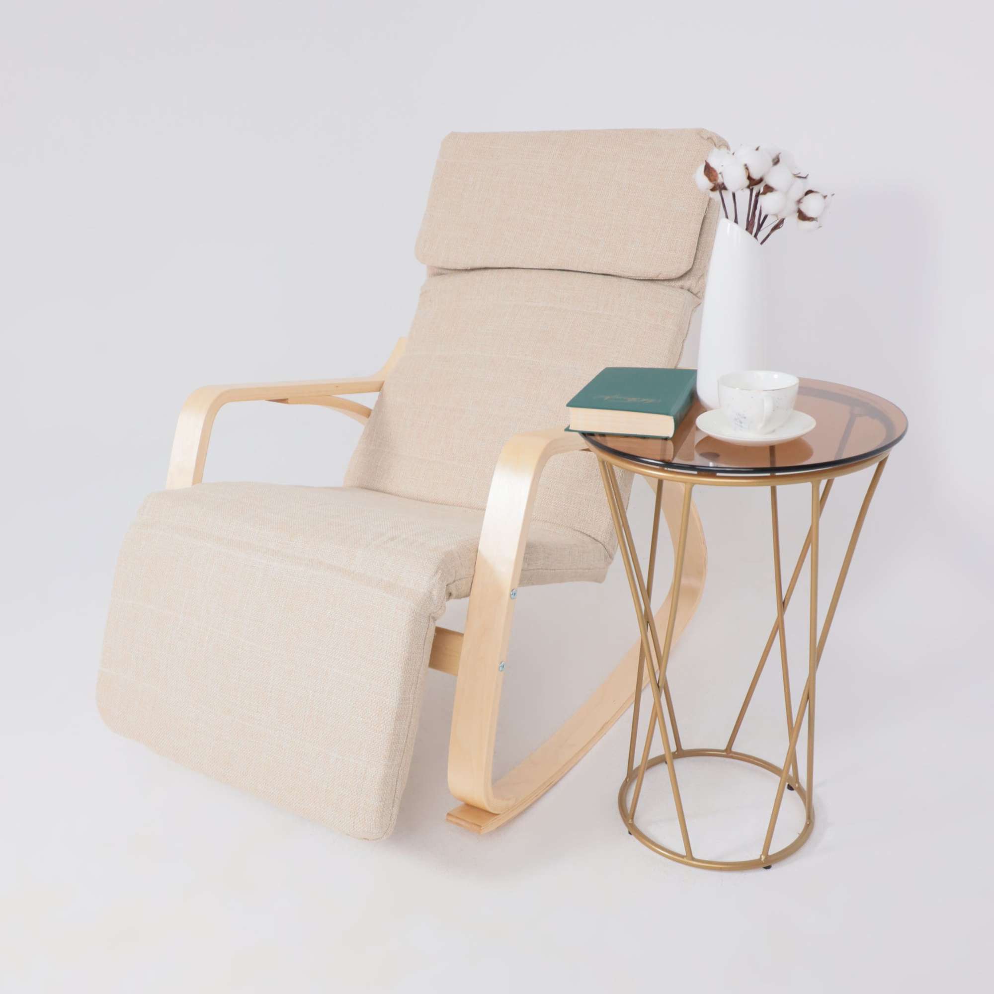Кресло-качалка Smart, бежевый, ткань