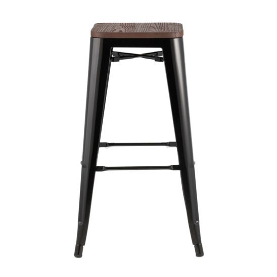 Стул Tolix Wood барный Черный глянцевый