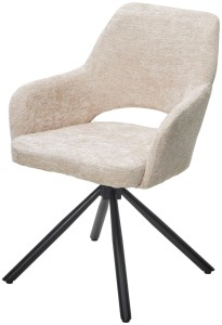 Стул НУРИ (NURI) 180 град. поворот. цвет 3018-10 бежевый, шенилл/ черный каркас, ®DISAUR