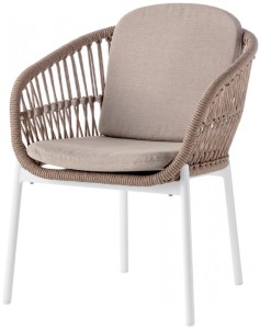Кресло плетеное с подушками Elba белый, натуральный, шампанское