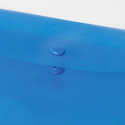 Папка-конверт с кнопкой БОЛЬШОГО ФОРМАТА (310х430 мм), А3, прозрачная, синяя, 0,18 мм, BRAUBERG, 224034