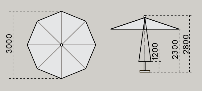 Зонт профессиональный Ø3 м Palladio Standard натуральный, слоновая кость