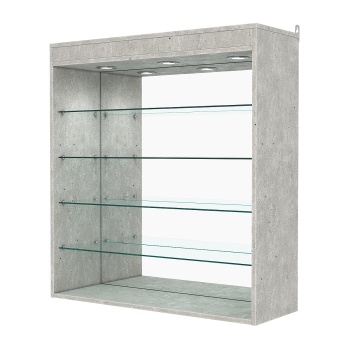 Витрина настенная №4-4ГГ с зеркалом и с подсветкой, Метрополитан Грей