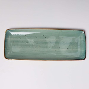 Блюдо прямоугольное VITAL, фарфор, зеленый, 31*12*2см