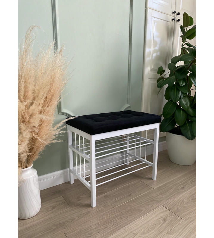 Банкетка Сканди-60-2-х полочная (черный/белый)