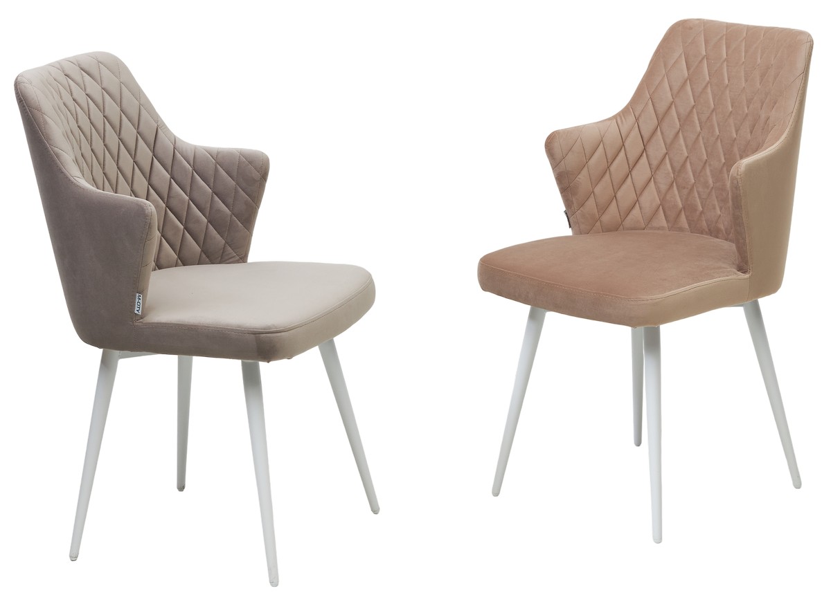 Стул ГЕРМАН (HERMAN) 360 град. БЕЖЕВЫЙ #5, велюр / белый каркас