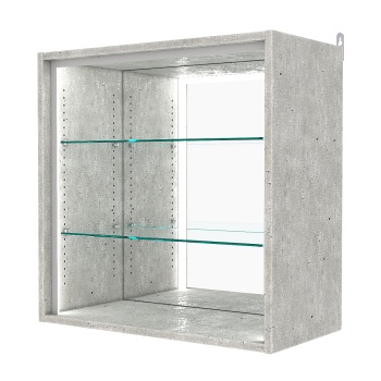 Витрина настенная с регулировочными полками №1-2ГГ-РЕГ-П с зеркалом, Метрополитан Грей