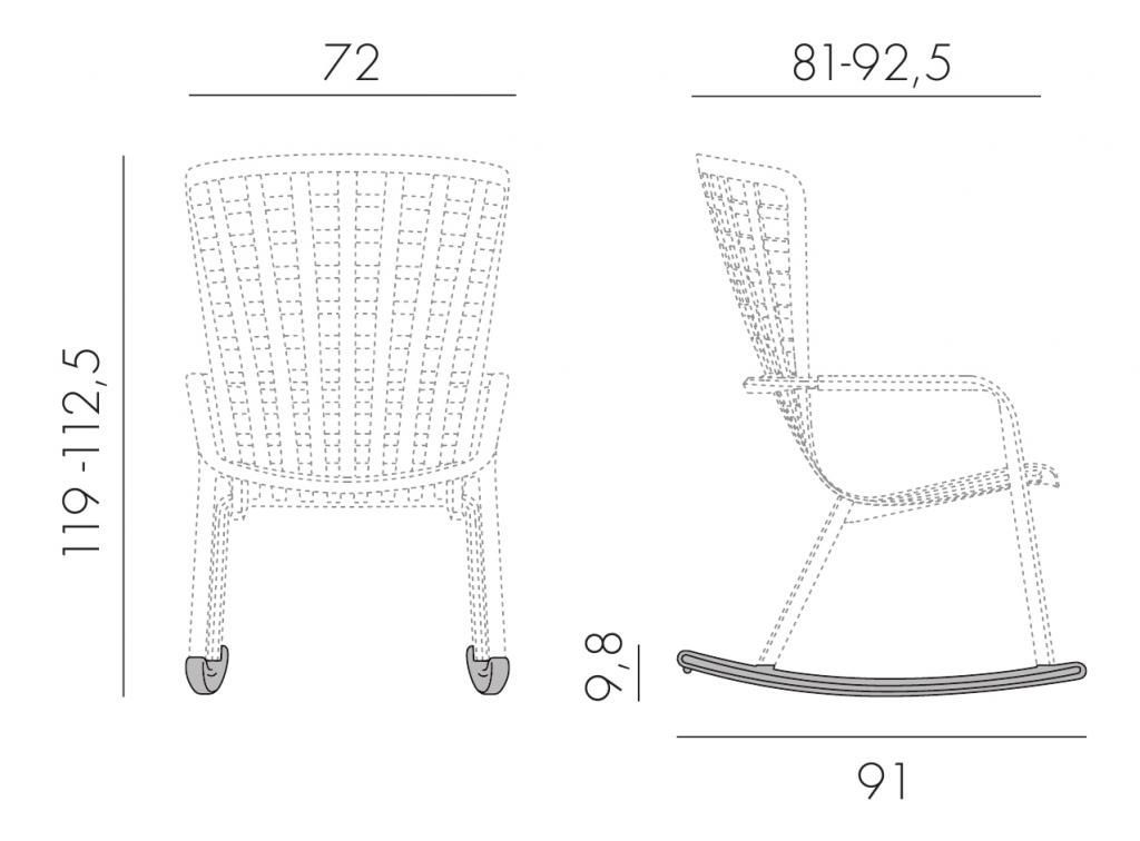 Кресло-качалка пластиковое с подушкой Folio табак, голубой