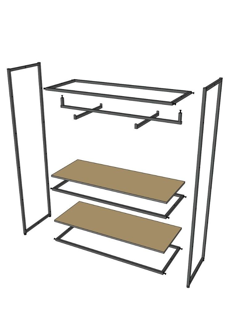 Стеллаж для одежды в стиле Лофт A17120-08-ЧЧ[ (170х120х45)