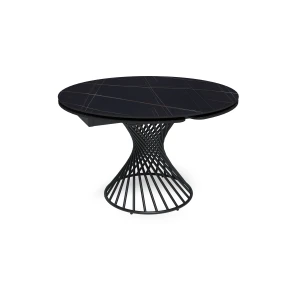 Стол круглый раскладной Lava (120+30+30), керамика матовая Black Gold