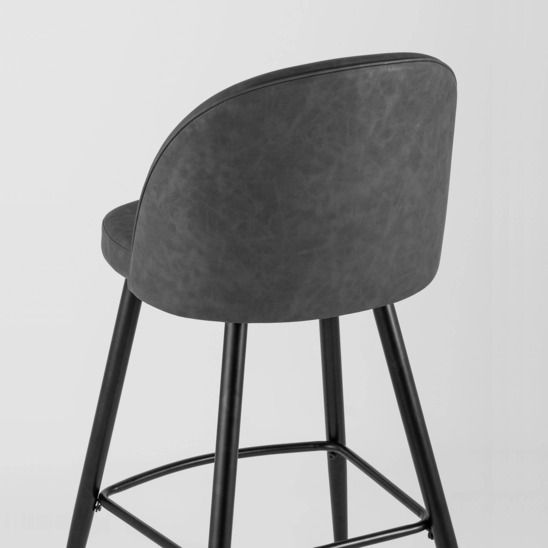 Стул барный Лион, темно-серая экокожа