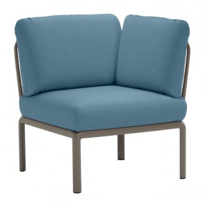 Модуль угловой пластиковый с подушками Komodo Elemento Angolo тортора, синий