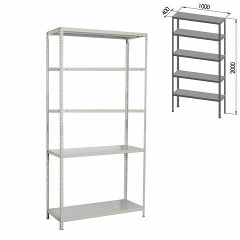 Стеллаж металлический BRABIX "MS Plus-200/40-5", 2000х1000х400 мм, 5 полок, регулируемые опоры, 291109, S241BR164502