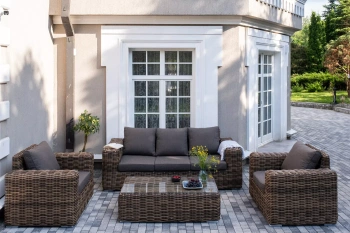 "Палермо" лаунж-зона из искусственного ротанга, цвет соломенныйцвет соломенный