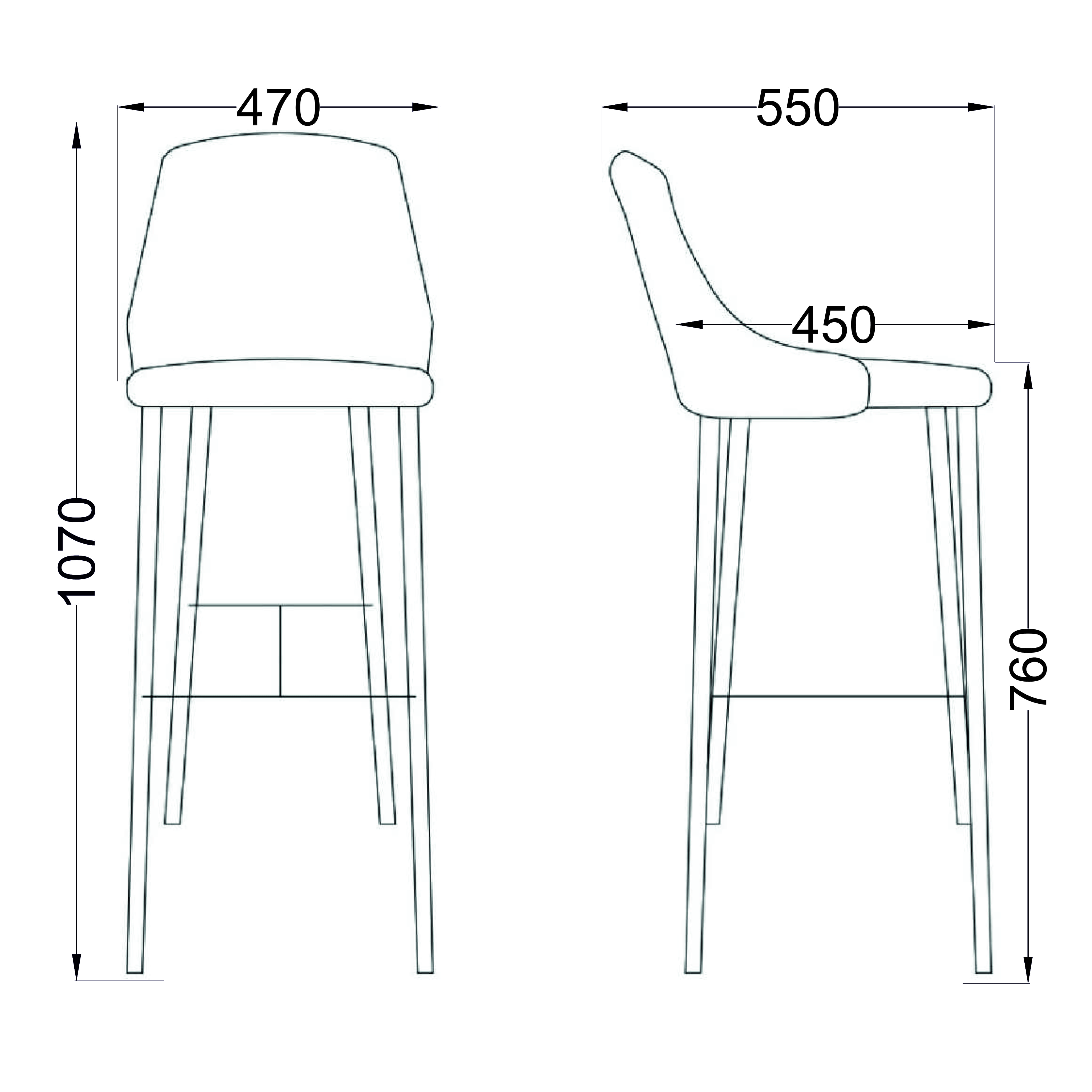 Стул барный Megan 2, серый, велюр