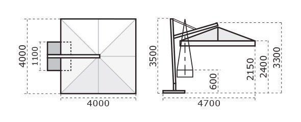 Зонт профессиональный 4х4 м Galileo Maxi Dark антрацит, слоновая кость