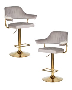 Набор 2 шт Стул барный DOBRIN CHARLY GOLD, серый велюр (MJ9-75)