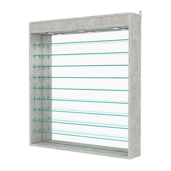 Витрина настенная с регулировочными полками №4-8Г-РЕГ с зеркалом и с подсветкой, Метрополитан Грей