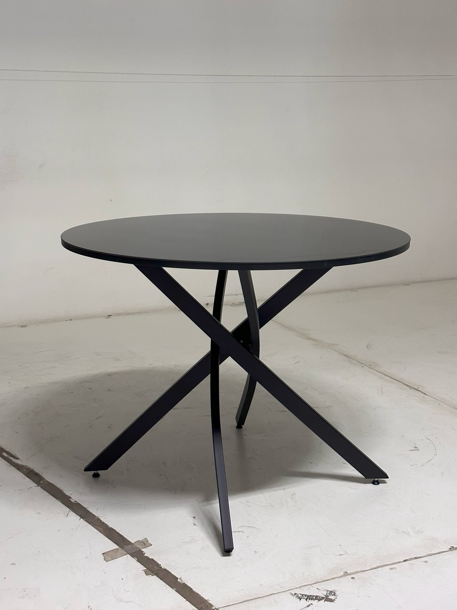 Стол ДАРИО D100 Черный, стекло/ Черный каркас