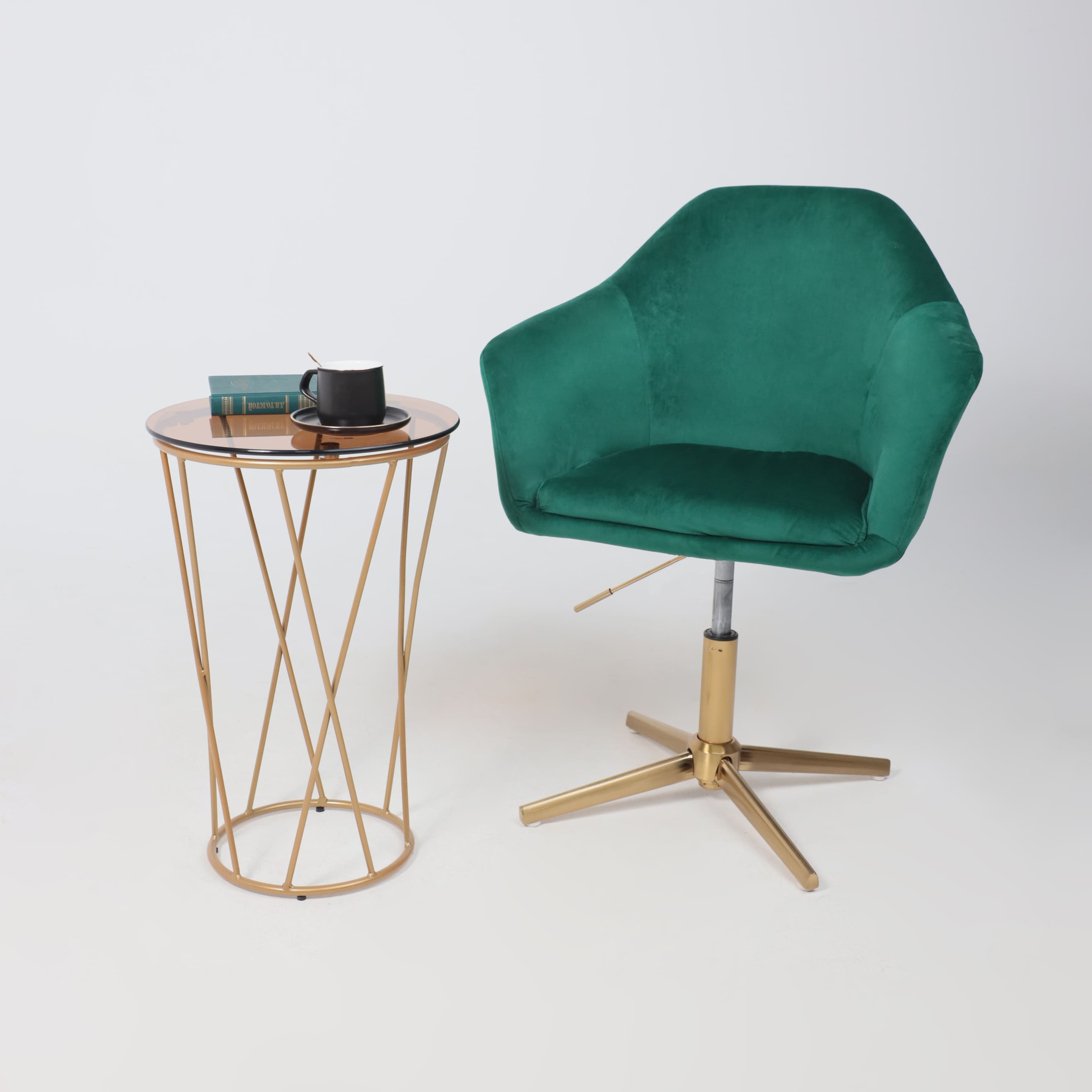 Кресло поворотное Dubai, зеленый, велюр