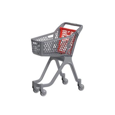 Пластиковая покупательская тележка VIBE, 60 литров, серая, задняя стенка красная