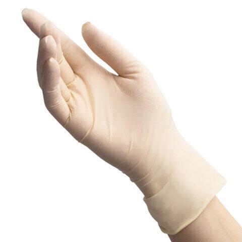 Перчатки латексные смотровые 50 пар (100шт) M (средний) бежевые BENOVY Latex Chlorinated, ЧЗ, шк2834