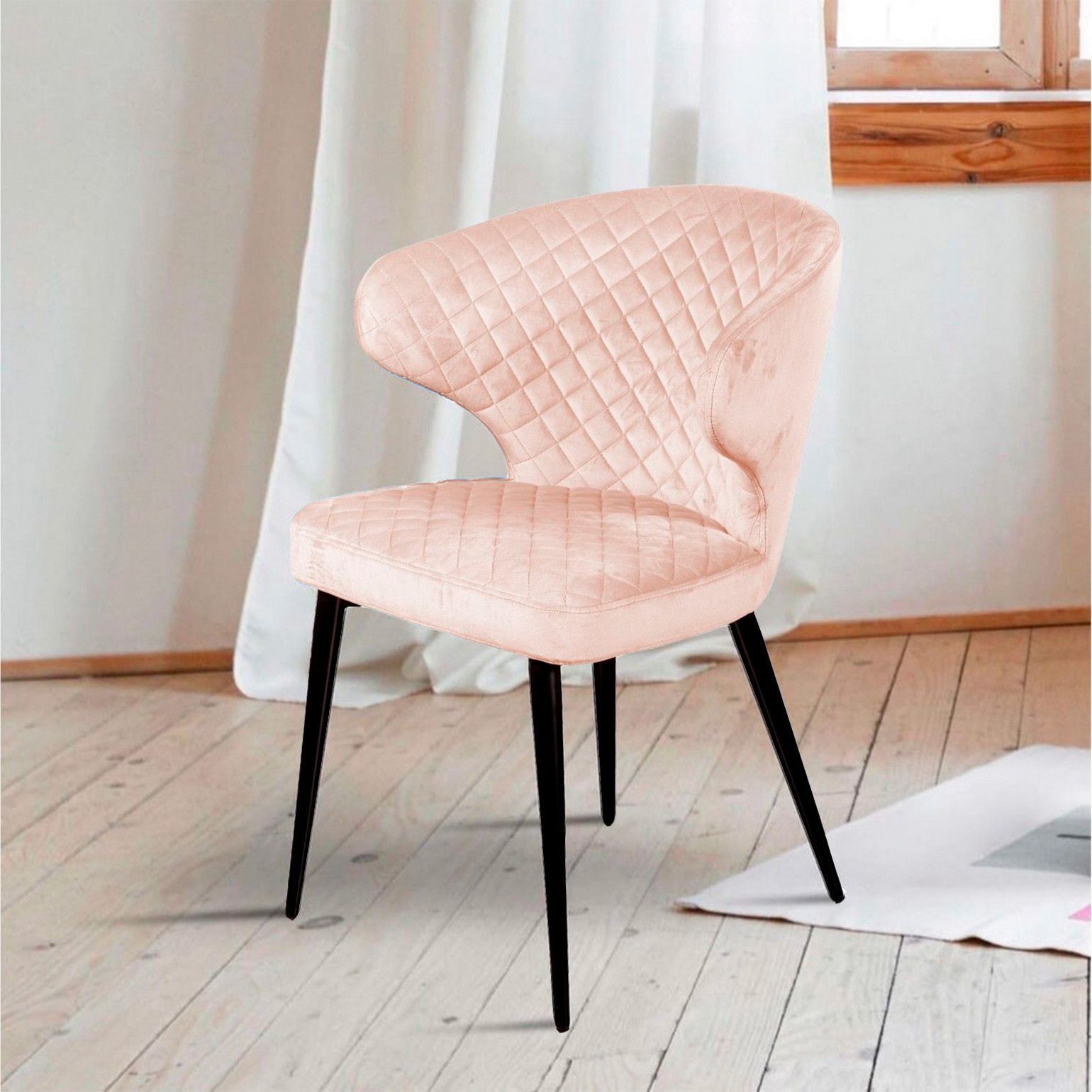 Стул Ричард ромб, бархат светло-бежевый 2