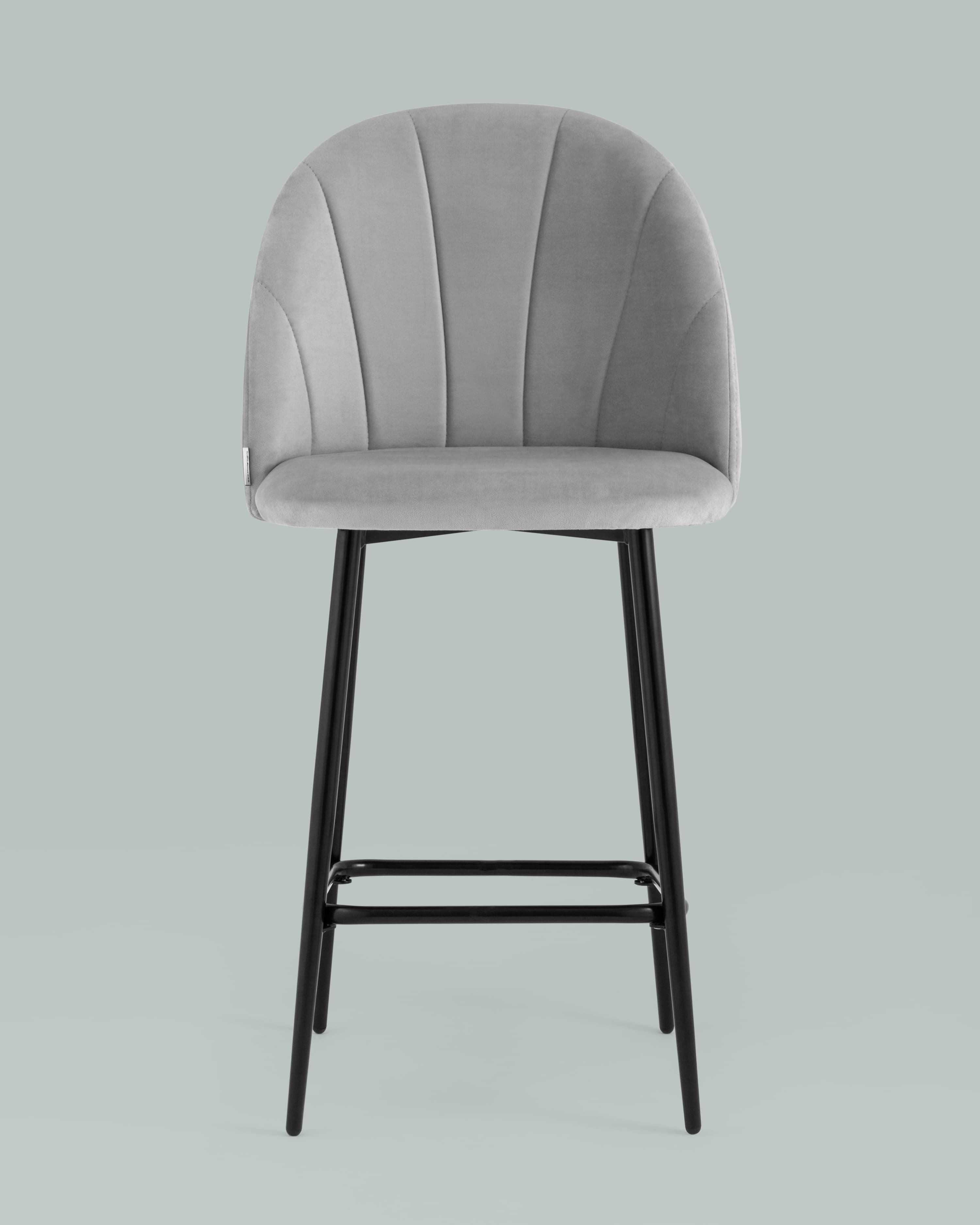 Стул полубарный Логан велюр светло-серый