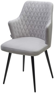 Стул ГЕРМАН (HERMAN) СВЕТЛО-СЕРЫЙ  BM-4, велюр / черный каркас