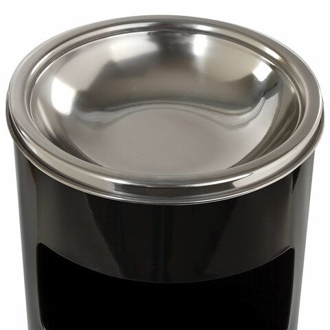 Урна с пепельницей 27 литров, 600х250 мм, нержавеющая сталь, черная, ЛАЙМА "Профессионал", 606300