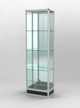 Витрина "ПРОФИЛЬ ПОДИУМ" №4-300-3 (задняя стенка - зеркало), Черный