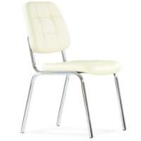 Стул для посетителей хром, бежевая кожа цена 3 890 ₽ Стул для посетителей хром, бежевая кожа