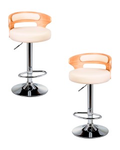 Набор 2 шт Стул барный DOBRIN FRED, натуральное дерево, кремовый