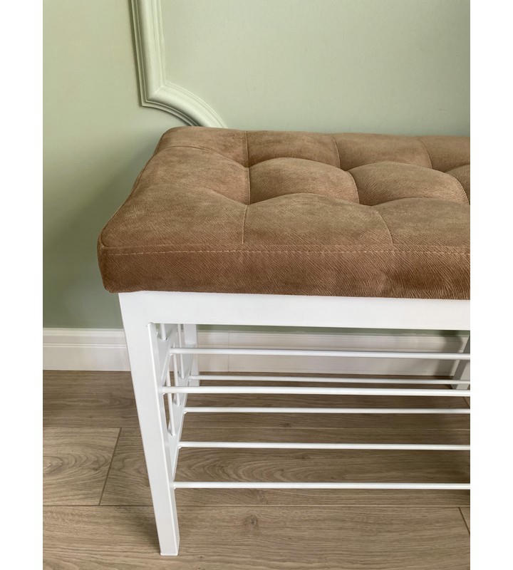 Банкетка Сканди-60-2-х полочная (светло-коричневый/белый)