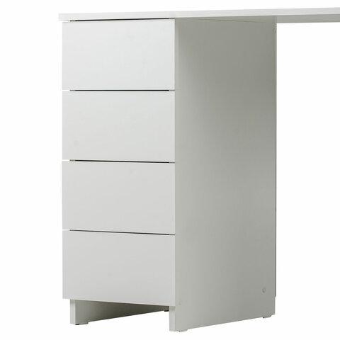 Стол письменный/компьютерный BRABIX "Scandi CD-016", 1100х500х750 мм, 4 ящика, белый, 641891, ЦБ013707-1