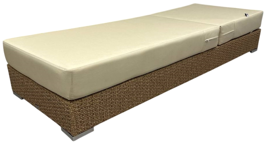 Шезлонг-лежак плетеный с матрасом Mantera бежевый люкс, светло-бежевый