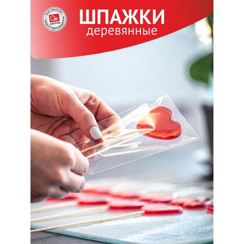 Шампуры деревянные 200 мм, КОМПЛЕКТ 100 шт., береза, GRIFON, 400-101