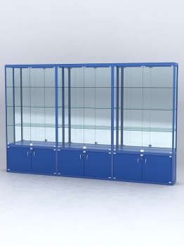 Витрина "АЛПРО" №2-3м-300-3 (задняя стенка - зеркало), Синий