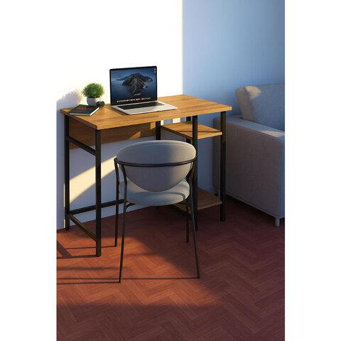 Стол BRABIX "SMART CD-018", 1100х600х765 мм, ЛОФТ, 2 полки, металл/ЛДСП бунратти, каркас черный, 641946