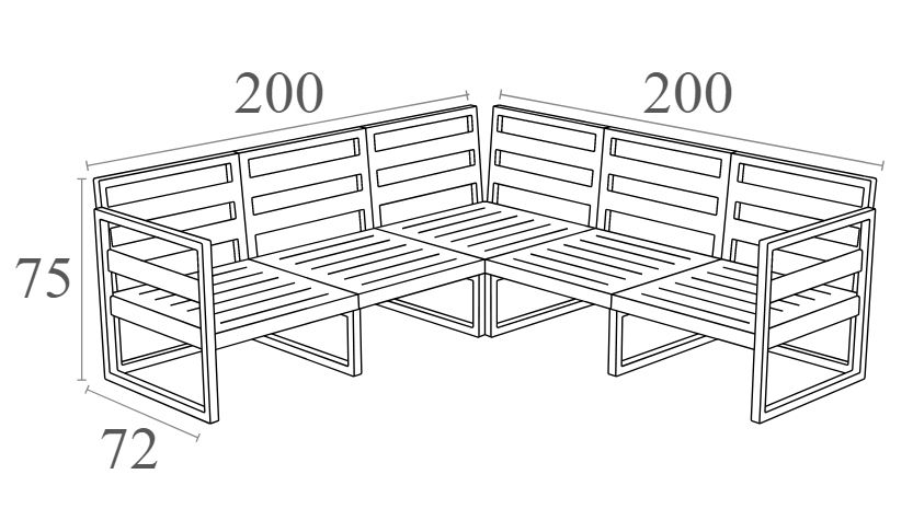 Комплект угловой пластиковой мебели Mykonos бежевый, светло-коричневый