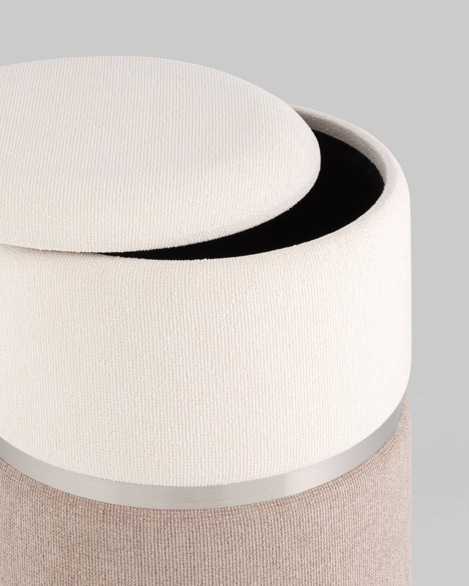 Пуф Кэрри с ящиком серебро шенилл серо-бежевый