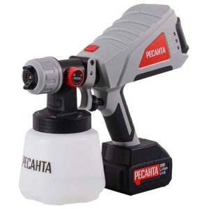 Краскопульт аккумуляторный, 20В, 1.0л, 800 мл/мин, сопло 1-2.5 мм, 1х4А*ч, РЕСАНТА АКП-20Li, 75/17/3