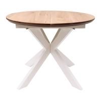 Стол раздвижной Раунд, 100(140)*75, дуб натуральный, массив, цвет опоры белый